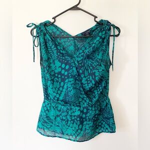 Banana Republic Teal Patterned Sleeveless Blouse